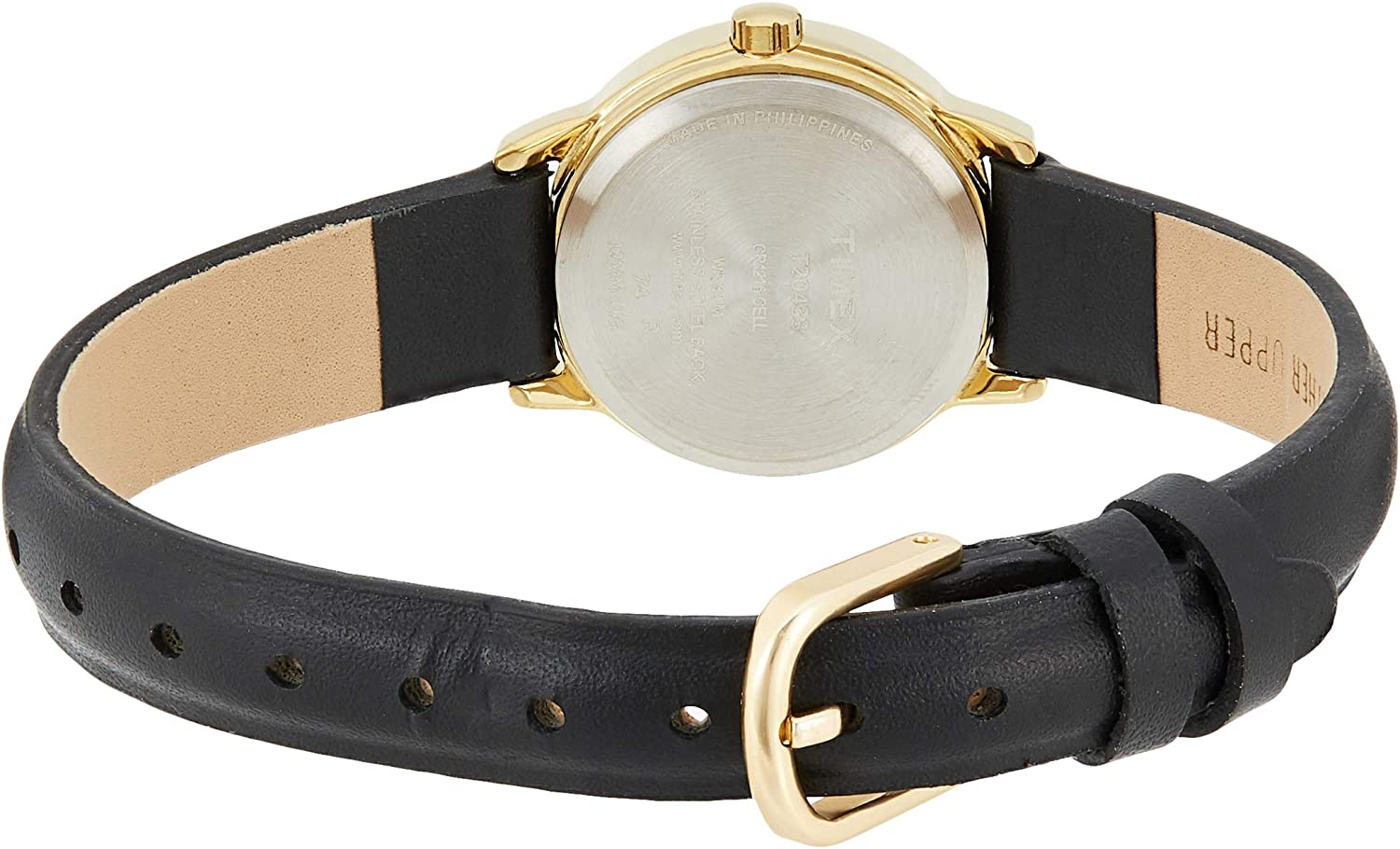 Timex Women's T20433 "Easy Reader" Gold-Tone and Black Leather Watch - Image 2